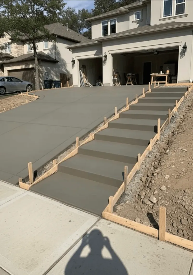 Driveway & Staircase Pour – Austin, TX