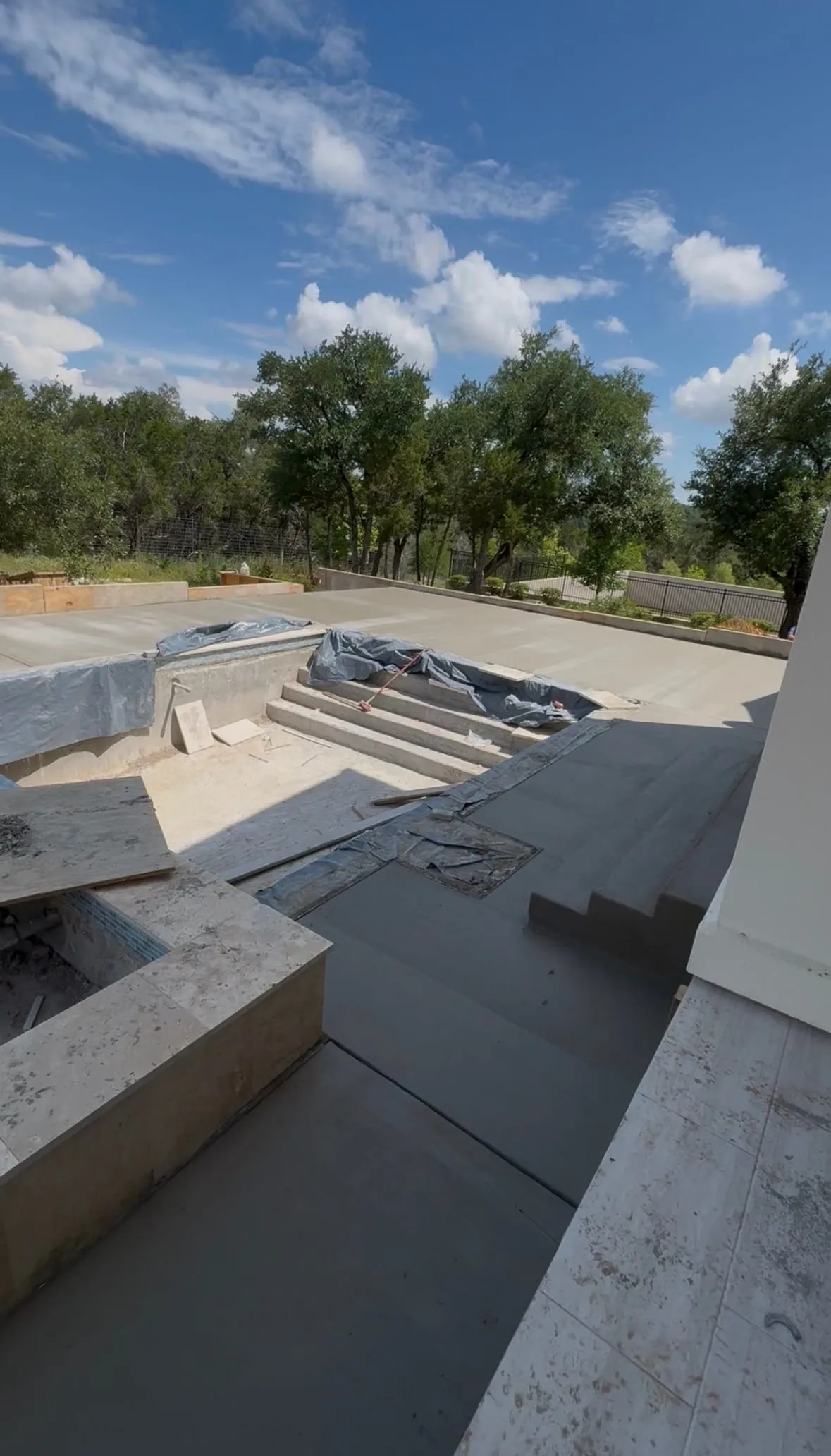 Completed poolside patio and stair installation