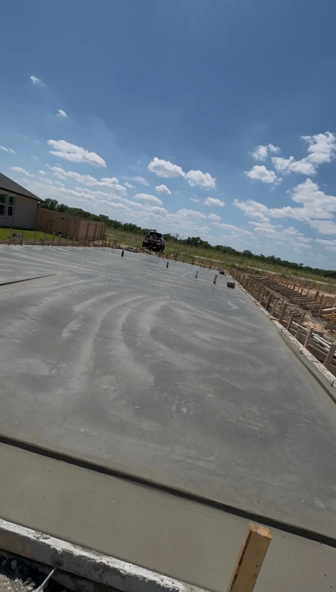Concrete placement during residential foundation pour